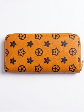 Orange Patterned Zip Wallet